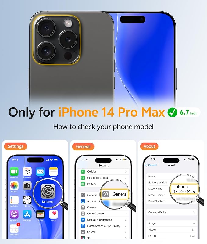 FNTCASE for iPhone 14 Pro Max Case, Fit for Magsafe, Glass Screen Protector | Full Camera Protection, Translucent Matte, 14FT Military Grade Drop Proof, Shockproof Protective Phone Cover, Blue - Image 2