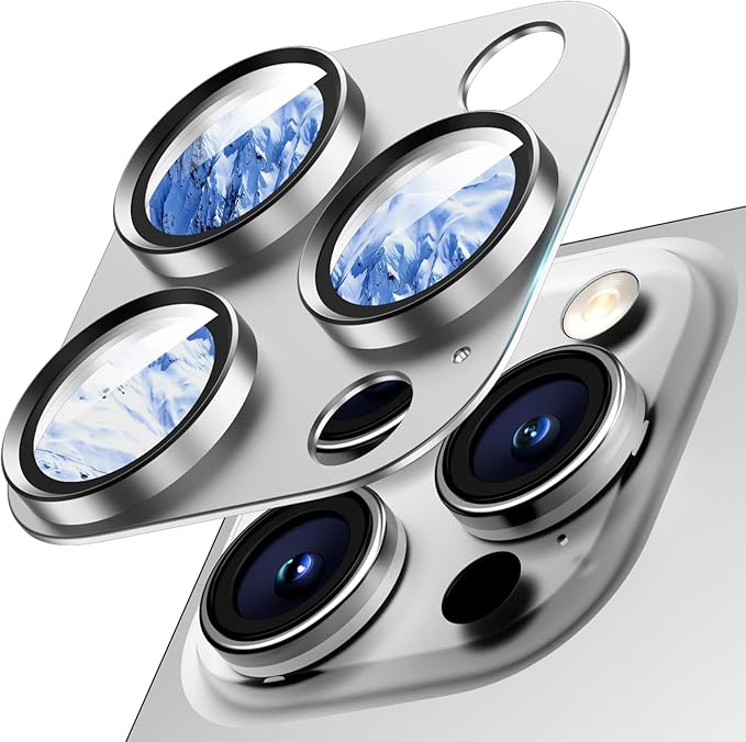 Camera Lens Protector for iPhone 16/15/14 Pro Max & 16/15/14 Pro | White Titanium, Aluminum Alloy, 9H+ Glass Camera Cover, Nano Reinforced Adhesive, Anti-Drop, Anti-Scratch, Case Friendly by WumigooProducts