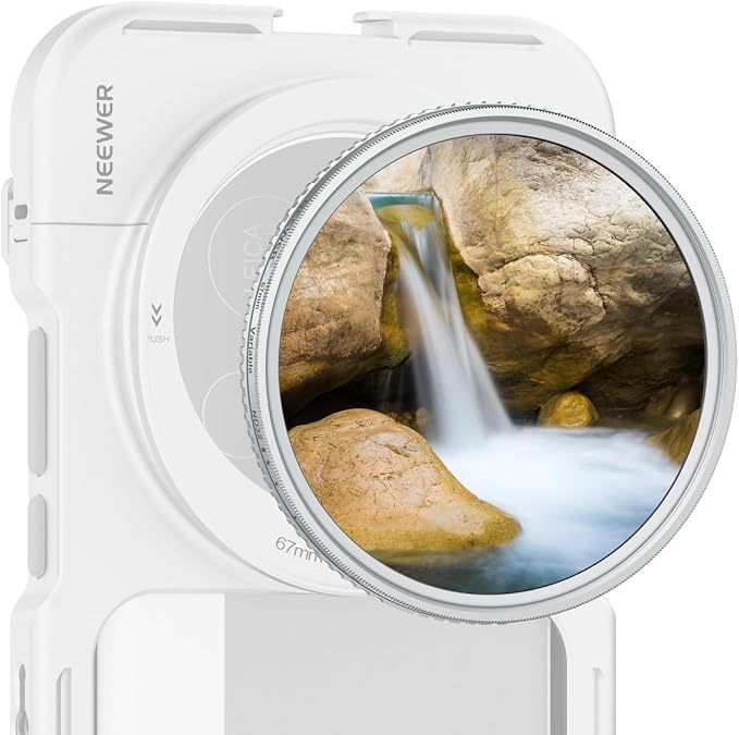 NEEWER 67mm Variable ND Filter, Slim HD ND2-32 Adjustable Neutral Density Filter Compatible with iPhone Android Samsung Camera Lens, Clip Not Included by Neewer