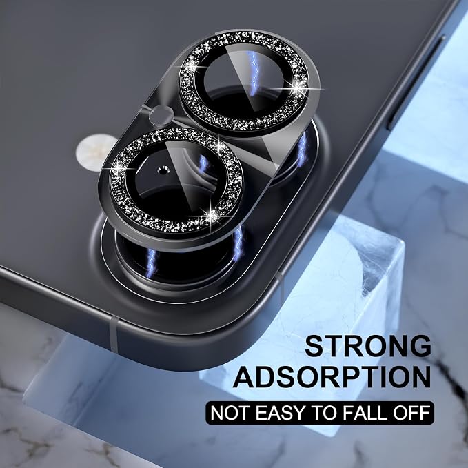 Choiche for iPhone 17 Camera Lens Protector, Light-Black | Bling Metal Camera Cover with 9H Tempered Glass Lens Screen Protector Accessories, Strong Adsorption, Case-Friendly - Image 6