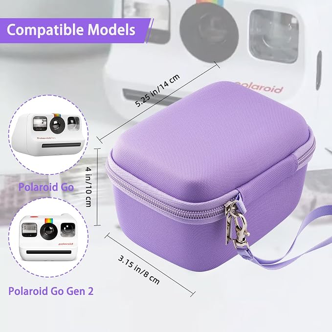 Hard Portable Case Compatible with Polaroid Go 9035 for Generation 2 Instant Print Camera, Film Cameras Storage with Mesh Pocket for Color Films (case only) (Purple) - Image 2