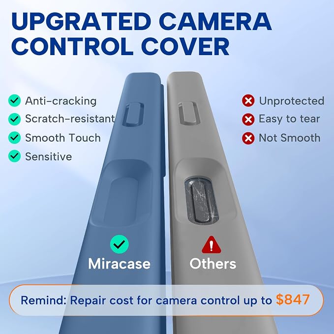 Miracase Silicone & Magnetic for iPhone 17 Pro Max Case, Glass Blue | Compatible with MagSafe, Camera Control Cover, Premium Silicone Cover Shockproof Drop Protection Phone Case for 17 Pro Max - Image 3