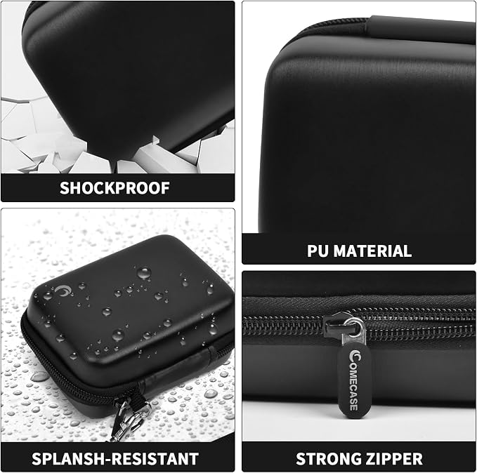 Comecase Digital Camera Case for Kodak PIXPRO FZ55/FZ45/ for CAMKORY, Black | Hard Shell Storage for Lecran/ for VAHOIALD, Mesh Pocket, Wrist Strap, Compact for Travel School and Daily Storage. Case only - Image 4