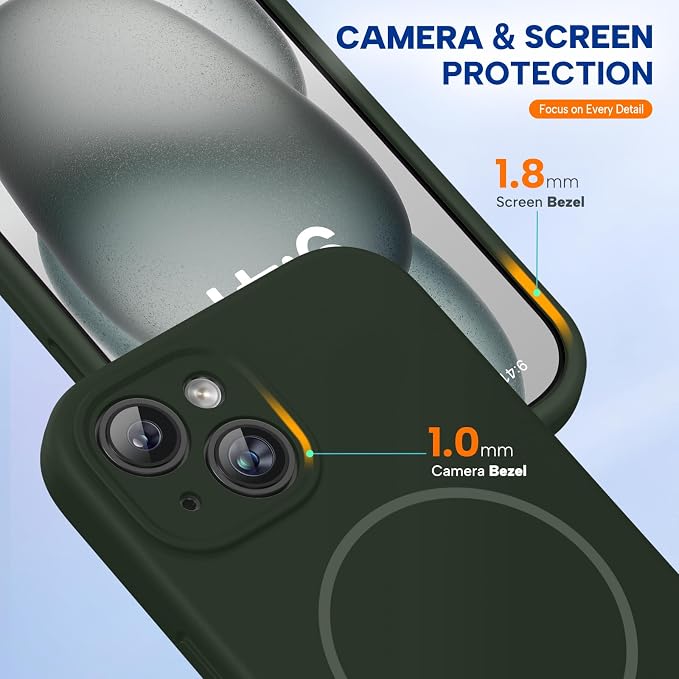 Miracase Silicone & Magnetic for iPhone 15 Plus Case, Dark Green | Compatible with MagSafe, Soft Microfiber Lining, Liquid Silicone Case Shockproof Drop Protection Phone Case for 15 Plus - Image 5