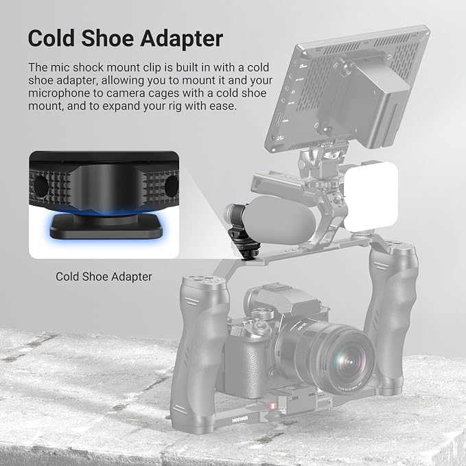 NEEWER Microphone Holder with Cold Shoe Adapter, Noise Reducing Shock Absorbing Mic Mount Accessories with Built in Silicone Pads, for Mics of 0.7" to 1" (19 to 25mm) in Diameter, MH3 | Noise Reducing Accessories with Built in Silicone Pads, for Mics o... - Image 4