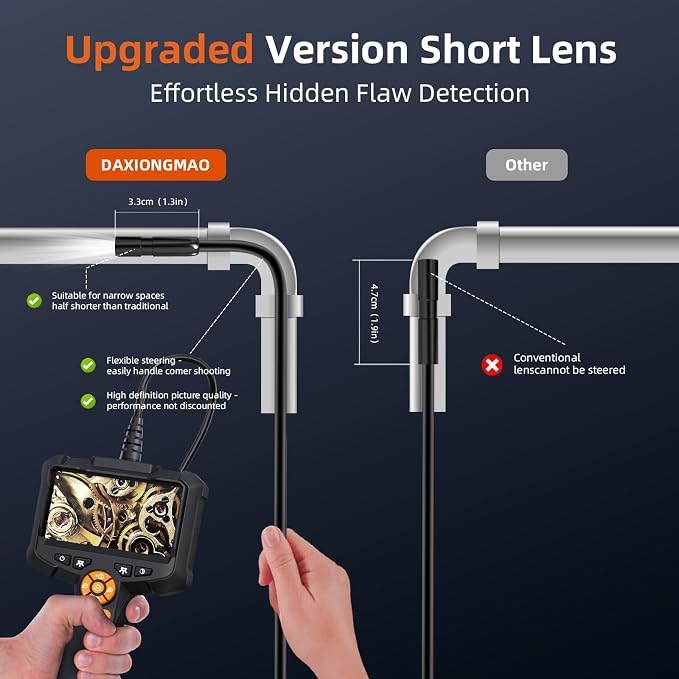 Daxiongmao Borescope 1080P Industrial Endoscope Inspection Camera | Mechanical Tool for Automotive, HVAC, Plumbing, 4.3" IPS Screen, IP67 Waterproof & 16.5ft Semi-Rigid Flexible Snake Probe - Image 5