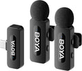 BOYA BY-V20 USB-C Wireless Microphone for Android Type-C,iPhone 16/15,328FT Los Range,9H Battery,Noise Reduction Mini Wireless Lavalier Lapel Mics for Interview YouTube TikTok(2TX+1RX) by BOYA