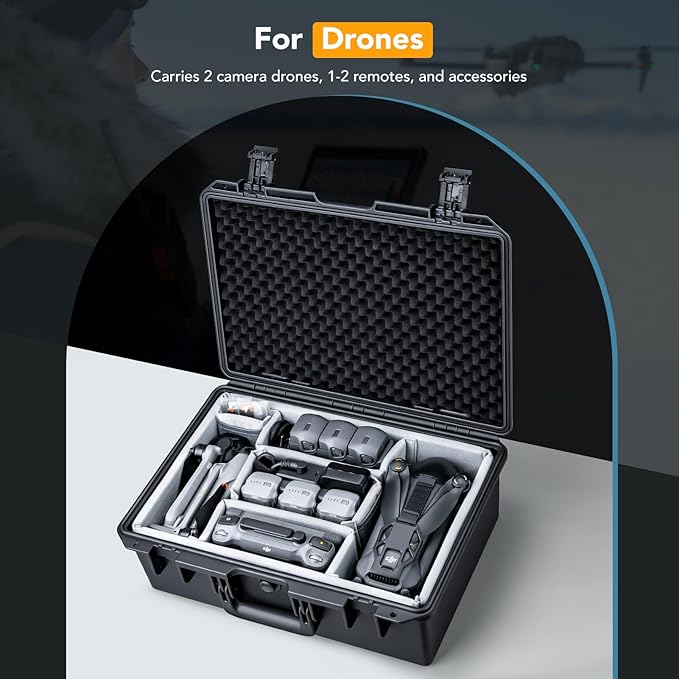 Lykus PVC2 Hard Case with Dividers for Cameras,Lenses,DJI Mavic/Air/Mini | For Photo Cameras,Drones,Portable Cameras and Their Mixes,10 Removable Dividers,Mesh Pockets,IP67 Waterproof,Shockproof - Image 3