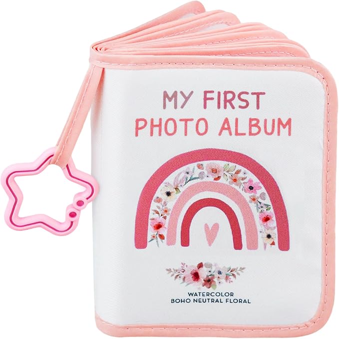 Baby Photo Album, My First Photo Album for Baby & Toddler, Rainbow | 17 Photo Slots(4×6"), Soft Anti-Scratch Edges, Shatterproof Safety Mirror, Star Hanging Hook, Family Memory Keepsake Book by AUVCAS