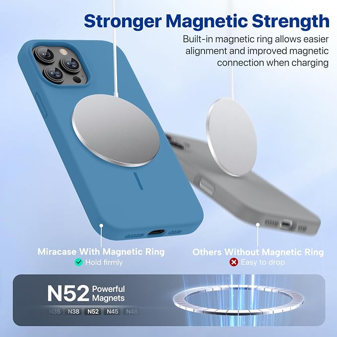 Miracase Magnetic for iPhone 15 Pro Case, Silicone, Soft Microfiber Lining - Image 5