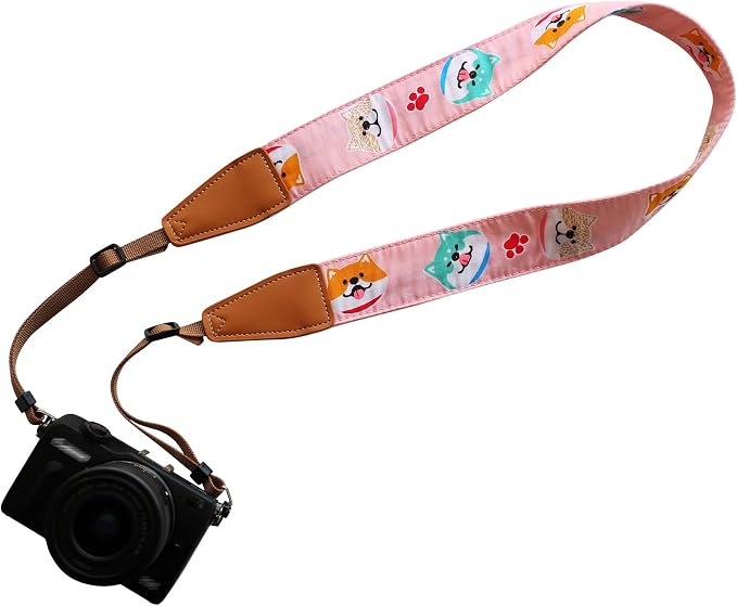 UNIKSTRAP Original Design Personalized Adjustable Camera Strap Pink Shiba Inu, Fit for Canon Nikon Sony Olympus Interchangeable Lens Digital Camera/DSLR etc. by Unknown