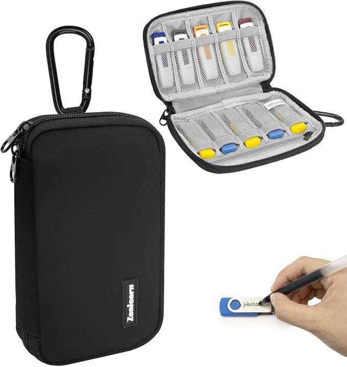 Flash Drive Case with Labels, 10 Slots Thumb Drive Holder, USB Case Organizer,for SanDisk/SamData/Samsung USB Flash Drives Jump Drive Memory Stick, SD Card, Black by Zealearn