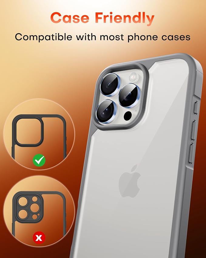 TOCOL for iPhone 16 Pro Max Camera Lens Protector/iPhone 16 Pro Camera Lens Protector Tempered Glass HD Individual Scratch Resistant Cover Accessories Case Friendly 2 Pack（Light Blue） - Image 7