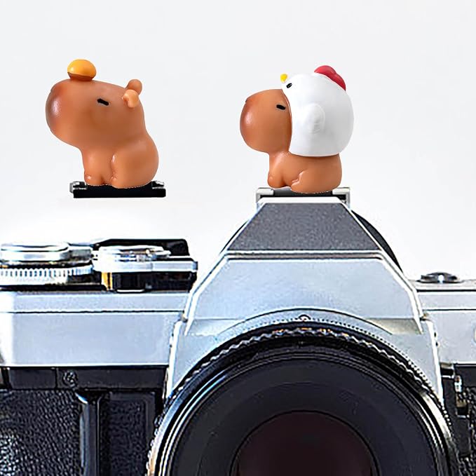 Camera Hot Shoe Cover, Cartoon Hot Shoe Cap, Hot Shoe Protector Compatible with Sony Fujifilm Fuji Canon Nikon Pentax Leical Panasonic (2pcs Hat Capybara) by MENGSOOD