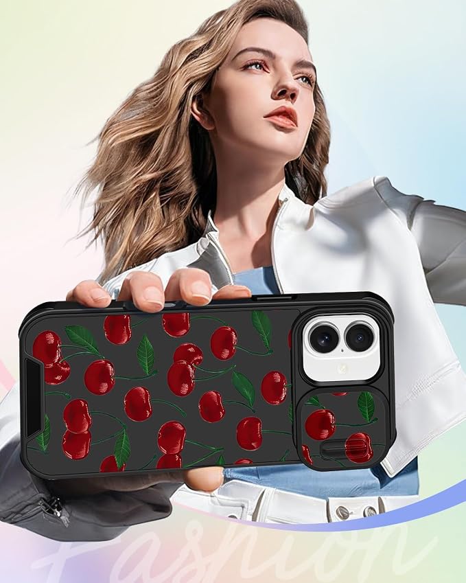 Buleens for iPhone 17 Case 6.3 Inch - with Ring Stand & Camera Cover Aesthetic Cute Designed for Women Girls Girly Pretty Kawaii Cherry Unique Teen Phone Case for iPhone 17 Compatible with Magsafe - Image 6