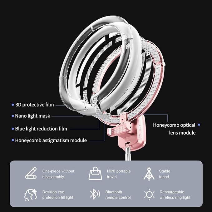 Portable Ring Light with Stand, 4000mAh Battery Operated Cordless 10" Ring Light, Foldable Travel Ring Light, 79" Tripod Stand for Video Conference/Selfie/Live Stream/Makeup，Pink - Image 3