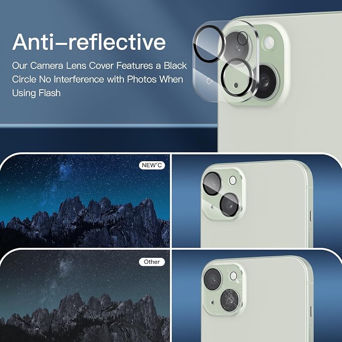 NEW'C 3x Privacy for iPhone 15 Plus Screen Protector (6.7 inches)+ 3x Camera Lens Protector, Sensor Protection, Case Friendly Tempered Glass Film + Dust Plug - Easy installation tool included - Image 7