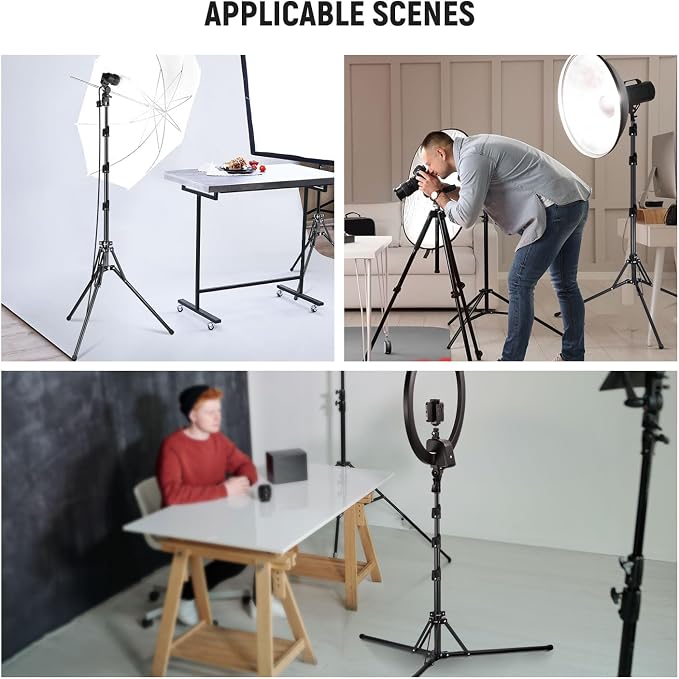 NEEWER Light Stand with 180° Reversible Legs, 70"/178cm Portable Travel Tripod Stand 1/4" Screw & 5/8" Stud for Indoor Outdoor Photography Speedlite Strobe Ring Light Softbox, ST178B, Black - Image 2