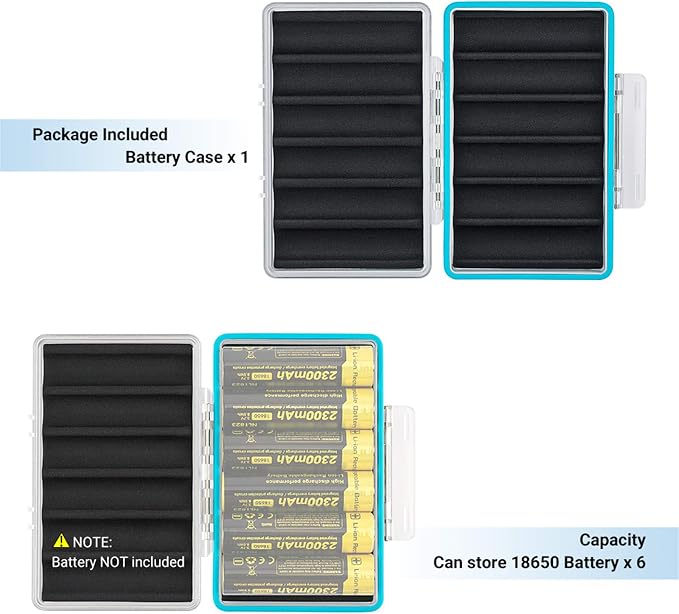 JJC 18650 Battery Case, Shockproof & Water-resistant Battery Storage Holder for 6 x 18650 Battery, PC Shell Easy to Carry | Compact Battery Storage Case Organizer for 6 x 18650 Battery, PC Shell Easy to Carry, Ergonomic Locking System - Image 7