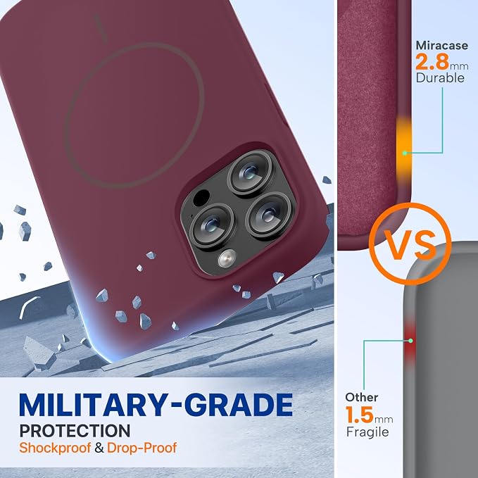 Miracase Silicone for iPhone 12 Pro Max Case, Wine Red | Soft Anti-Scratch Microfiber Lining, Premium Silicone Cover Shockproof Drop Protection Phone Case for 12 Pro Max - Image 3
