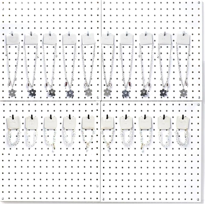 HUHOLE 20PC Black Pegboard Picture Hangers for 1/8 & 1/4 Inch Boards | U Shape Display Hooks with 10 lb Capacity for Pictures, Jewelry, Keys, Lanyards, Arts, Crafts and Retail - Image 6
