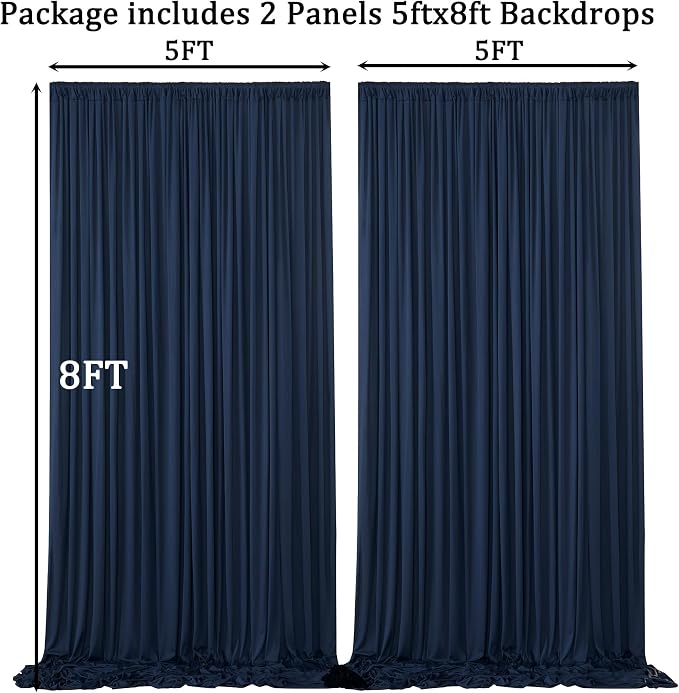10ft x 8ft Wrinkle Free Navy Blue Backdrop Curtains for Parties, Thick Fabric Photo Backdrop Drapes for Weddings Photography Birthday Party Backgrpund Decor - Image 7