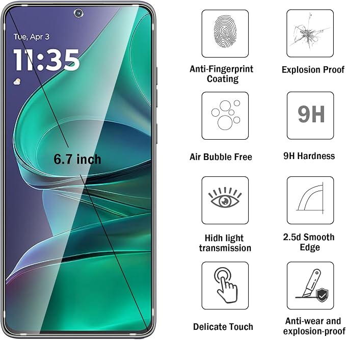 2+2 Pack for Moto G Stylus 2025/Moto Edge 60 Stylus Screen Protector with Camera Lens Protector,9H Tempered Glass Film,HD Clear Scratch Resistant,Bubble-Free for Motorola Moto G Stylus 5G 2025 Screen Protector - Image 2