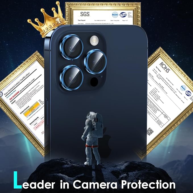 YWXTW CameraLens Protector,[1 Step Installation Tray] Tempered Glass Screen Metal Individual Cover Accessories Case Friendly (Blue Titanium) (iPhone 15 Pro/15 Pro Max) - Image 2