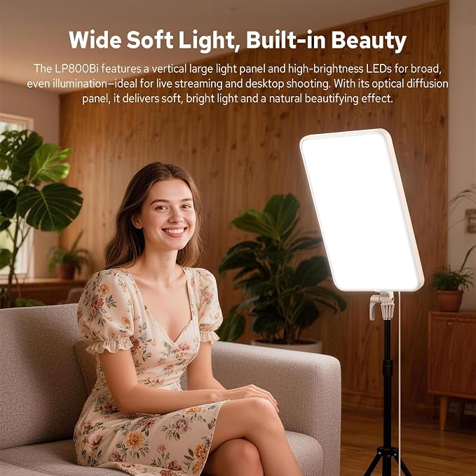 Godox LP800Bi 85W Bi-Color LED Video Light w/Stand, 2800K-6500K, 0-100% Dimmable LED Panel Light, 180°Adjustable Angle, APP Control, CRI96+ TLCI98+, Studio Soft Light for Video Photography - Image 3