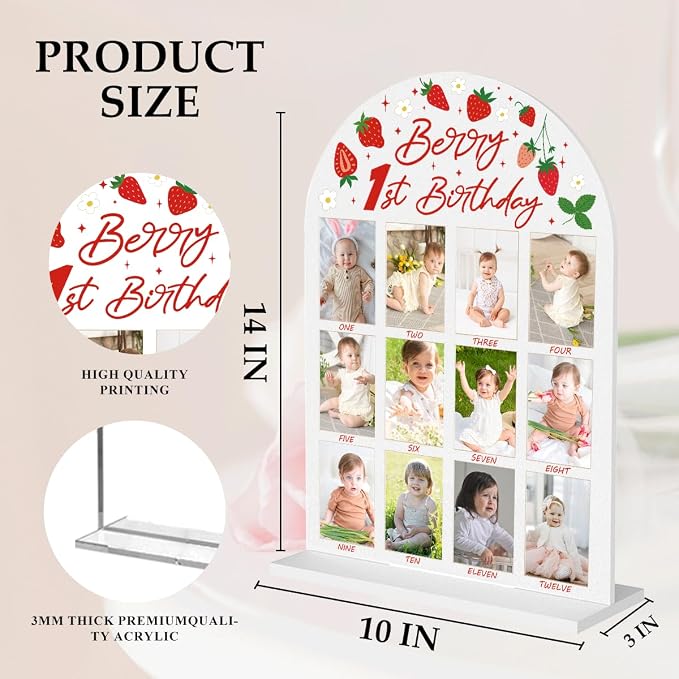 My First Year Photo Board Baby Milestone Signs One Year of Baby Photo Board, Best Babies Keepsake 10x14 Inches Acrylic Sign Decor Fits 2" x 3" Photo A03 - Image 2
