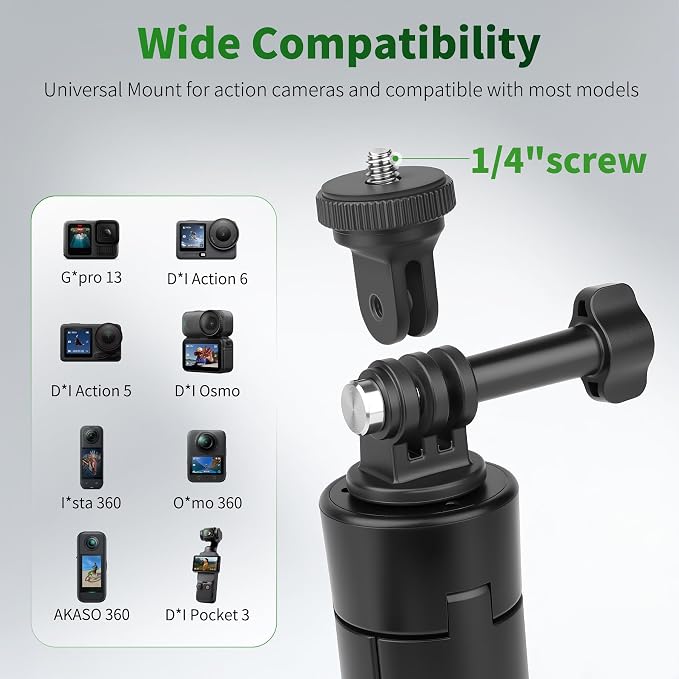 JOILCAN 25.2" Mini Selfie Stick Tripod, Portable Handle Grip Tripod | Action Camera Selfie Stick for GoPro Hero 13/12/11/10/9/8/Max, Insta360, DJI Osmo Action 6/5/4/3 & Pocket 3 - Image 4