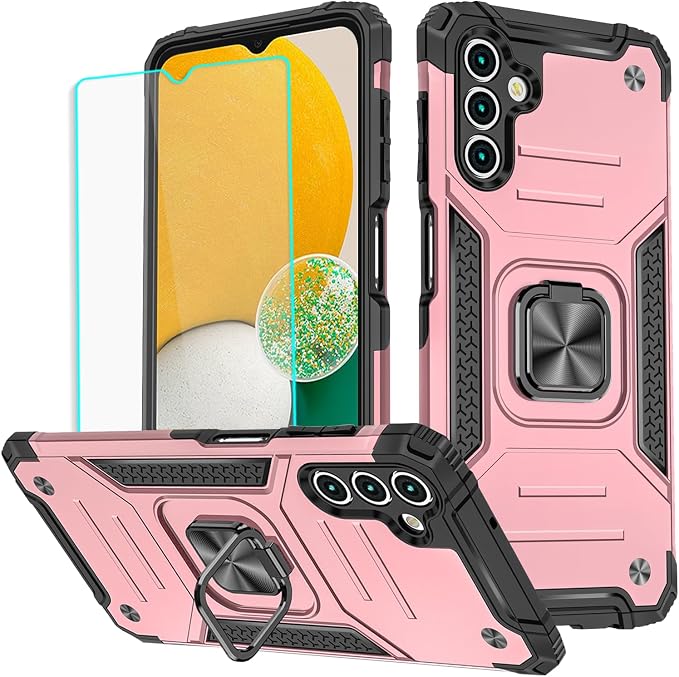 HNHYGETE for Samsung A13 5G Case, Galaxy A13 5G Case with Screen Protector, 360°Military Grade Rotatable Kickstand (Heavy Duty) Protective Cases for Samsung Galaxy A13 5G (Rose Gold) by HNHYGETE