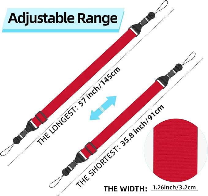 3 Pack Adjustable Shoulder Strap, iPad Strap Nylon Neck Lanyard (Red) - Image 2