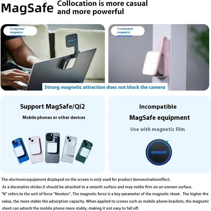 Amaran Go Magnetic Selfie Phone Light,Dual LED Light Source (White) | with Adjustable Mirror Light CCT 2700K-6500K,Rechargeable for Selfie,Makeup,Video Conference,TikTok,for iPhone & Android - Image 8