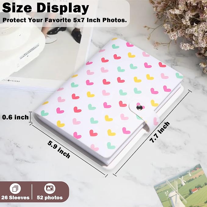 2 Pack Small Photo Albums 5x7 Pictures, 104 Photos Total, White | Leather Cover, Buckle Design, Acid-Free Pages, Top-Loading Pockets, Compact Carry, Photos Postcards & Artwork - Image 4