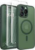 CAPRARO for iPhone 13 Pro Max Case, Compatible with MagSafe | Upgraded [Full Camera Protection] Shockproof Protective Slim Translucent Matte Magnetic Phone Case 6.7'', Deep Green by CAPRARO