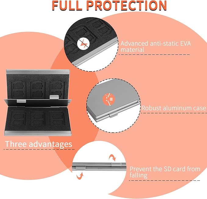 SD Card Holder, SD Card Case, LAVILI CF Memory Card Holder Case Aluminum | Alloy Hard Shell, Double-Layer Capacity for 6SD Cards and 12 TF Cards - Image 5