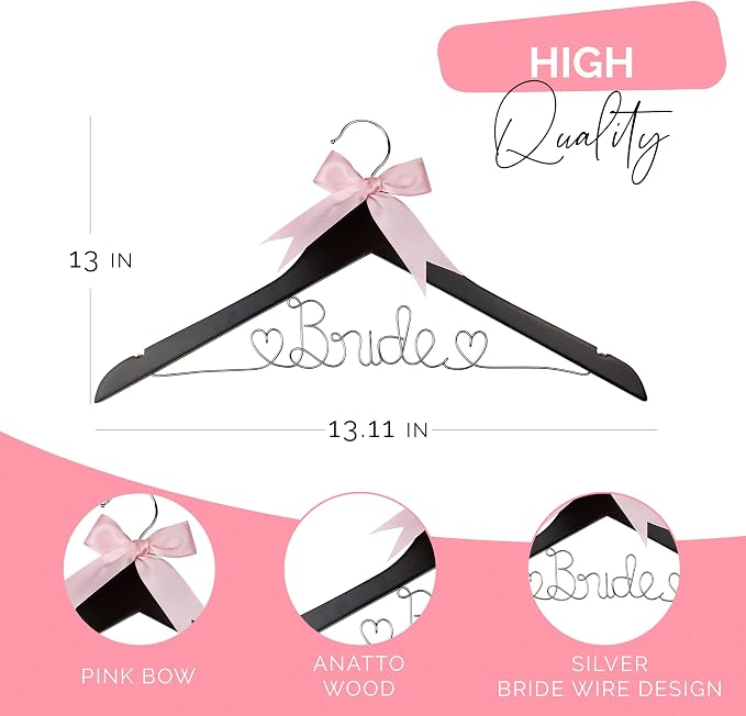 Bride Hanger for Wedding Dress, Wooden Gown Display with White Finish, Elegant Keepsake for Ceremony Photos, Bridal Shower Gift, Getting Ready Accessory for Special Day(Anatto Wood) - Image 6