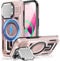 Camera Stand Case for iPhone 13/14, [Compatible with Mag Safe] [Lens Cover] 2024 Version Military Grade Protective Soft Case for iPhone 13/14 6.1 inch Men Women, Pink by WASTROYAL