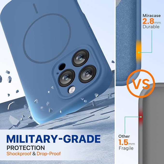 miracase Magnetic for iPhone 16 Pro Case, [Soft Anti-Scratch Microfiber Lining], Compatible with MagSafe, Liquid Silicone Case Shockproof Drop Protection Phone Case for 16 Pro,Glass Blue | Compatible with MagSafe, Soft Microfiber Lining, Liquid Silicon... - Image 3