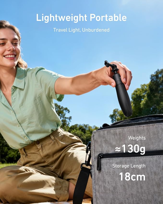 TELESIN 46cm/18.1in Mini Selfie Stick Tripod for All Action Camera | 360° Ball Head Extended Handle Grip Pole for DJI Osmo Nano Action 6 5 4, Pocket 4 3, GoPro 13 12, Insta360 X5 X4, Xtra Edge - Image 6