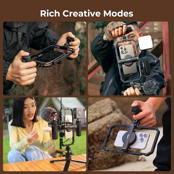SmallRig Pro Phone Stabilizer Video Rig Kit, All-in-One Creator Bundle with LED Light, Mic,Table Tripod, Dual Handles for Live Streaming, for Creator, for iPhone 17/16/15 Pro, Android - Image 6