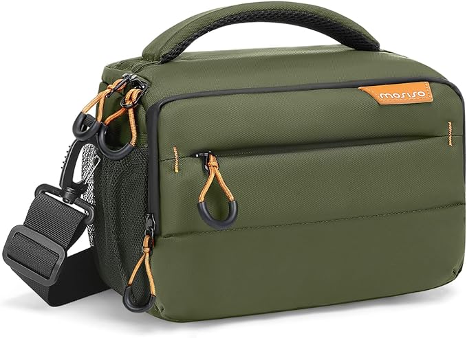 MOSISO Small Camera Bag for Photographers, Camera Shoulder Bags, Army Green | DSLR/SLR/Mirrorless Cameras,Waterproof Crossbody Padded Photography Bag with Rain Cover for Canon/Nikon/Sony by MOSISO