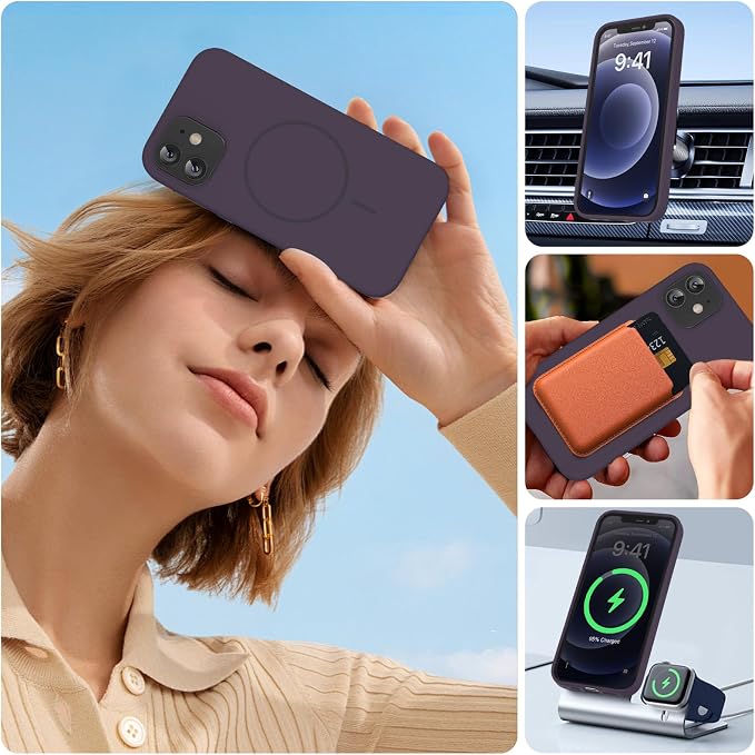 Miracase Magnetic for iPhone 12 Case/iPhone 12 Pro Case, Dark Purple | Compatible with MagSafe, Anti-Scratch Microfiber Lining, Premium Silicone Shockproof Drop Protection Phone Case for 12/12 Pro - Image 8