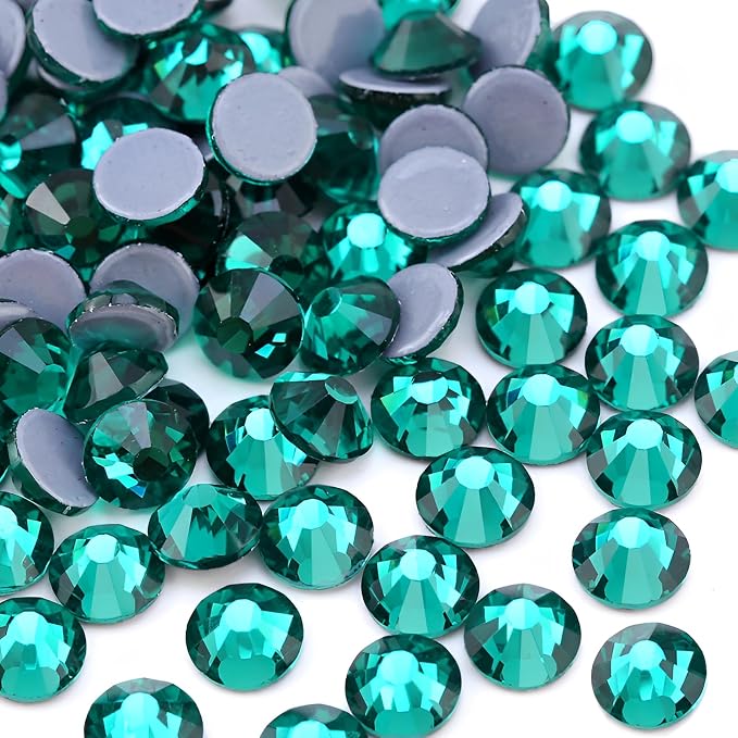 Jollin Hotfix Rhinestones Flatback Crystal Gems 4.8mm SS20, Peacock Green | 1440pcs Hot Fix Crystals Glass Rhinestones for Bedazzling, Crafting, Clothes, Shoes & Accessories DIY Decoration by Jollin