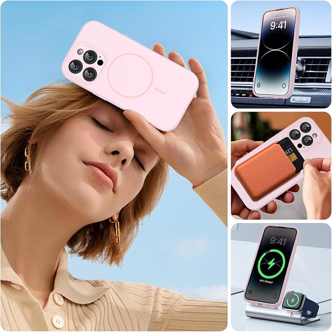 miracase Magnetic for iPhone 14 Pro Max Case, [Soft Anti-Scratch Microfiber Lining], Compatible with MagSafe, Silicone Shockproof Protection Phone Case for iPhone 14 Pro Max,Sand Pink - Image 7
