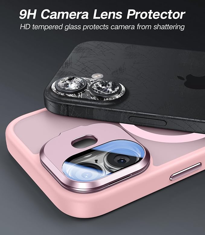 VOFATA [Upgraded] for iPhone 16 Case with Camera Cover Stand [Fit for MagSafe][9H Camera Lens Protector] Mil-Grade Protection Translucent Matte Silicone Magnetic iPhone 16 Phone Case, Pink - Image 2