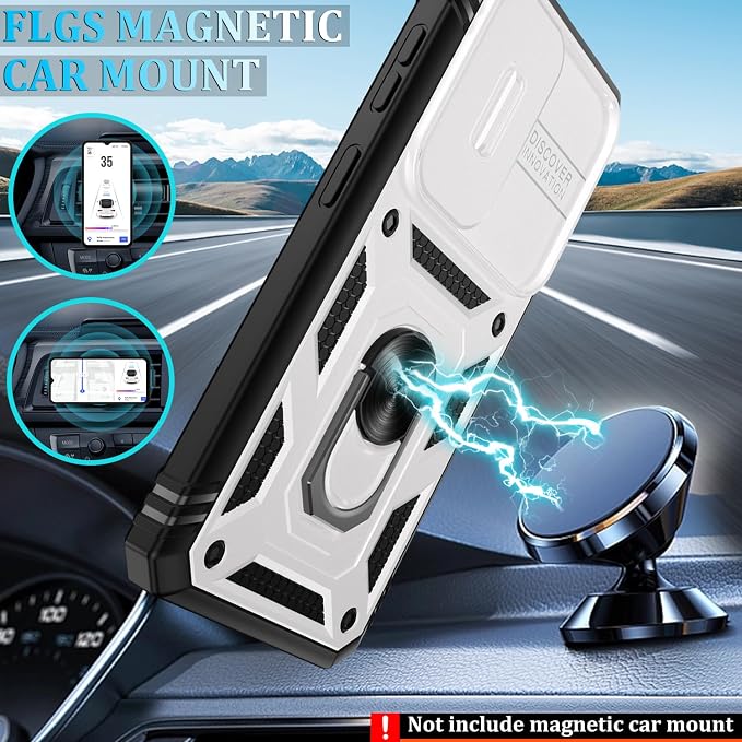 Gritup for Samsung Galaxy S26 Plus Case: 2*Screen Protector | Slide Camera Cover | Build in 360° Rotating Ring Kickstand | Military Grade Protective Cover for Samsung S 26 Plus, White+Black - Image 7