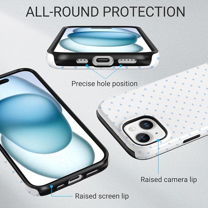 TPU Phone Case for iPhone 13, MagSafe Wireless Charging Compatible, Shockproof Slim Fit Protective Cover with Anti-Yellowing & Raised Camera Protection (Polka dot 3, iPhone 13) - Image 3