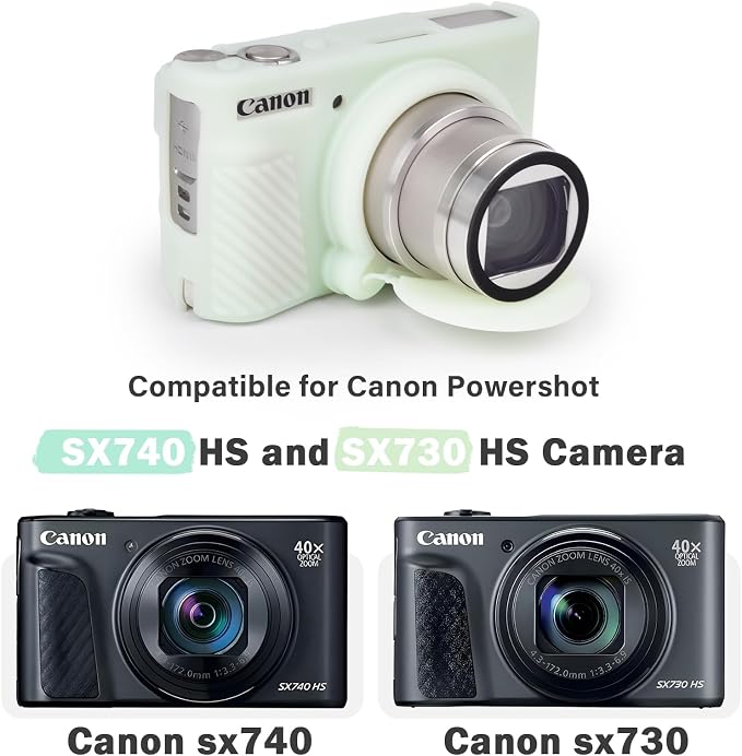 MUZIRI KINOKOO Case for Canon Powershot SX740/SX730 HS Digital Camera - Soft Protective Cover SX740 SX730 HS Camera Silicone Sleeve with Removable Lens Cover -Jelly Green - Image 2